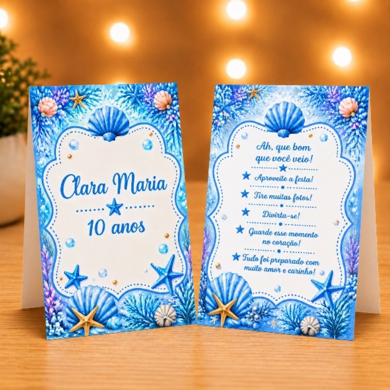 Kit Plaquinha de Mesa Oceano - Fundo do Mar Personalizada | Centro de Mesa | Decoração | Lembrancinha | Aniversário