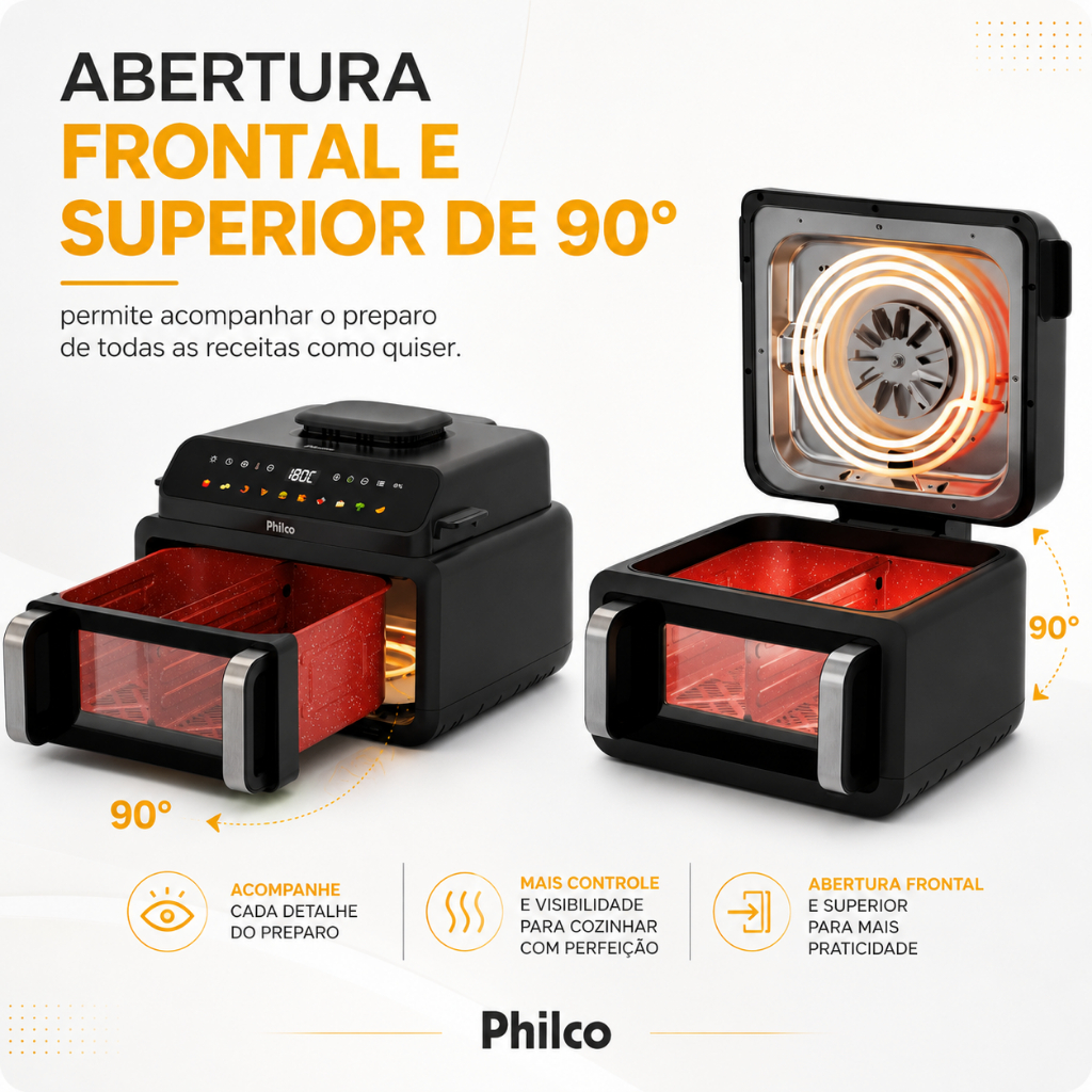 Fritadeira Air Fryer Philco PAF11C 11L Preto 110V Visor Glass 10 Funções Dupla Resistência · foto 2