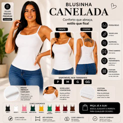 Blusa Regata Alcinha Feminina Blusinha Com Bojo Roupa Tendência Moda Ribana Premium Promoção