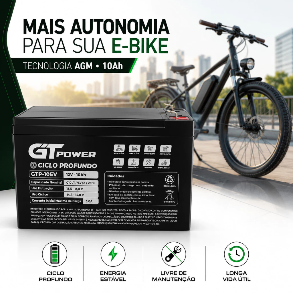 KIT 4UN Bateria Seleda Bike Elétrica 10ah 12v 6-dzm-10 Ciclo Profundo — imagem 2 de 2