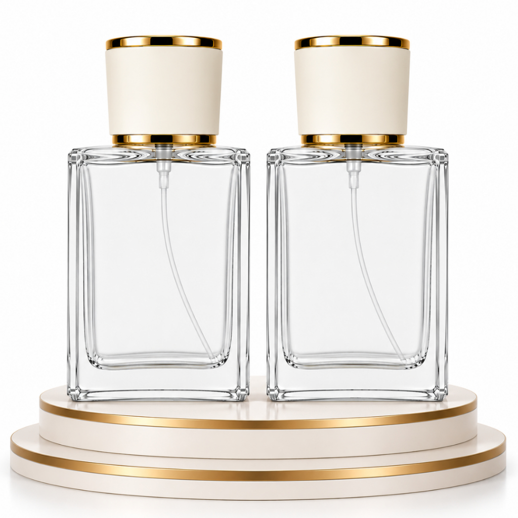 Kit vidros para perfumaria rosca 50ml com Spray e sobre-tampa