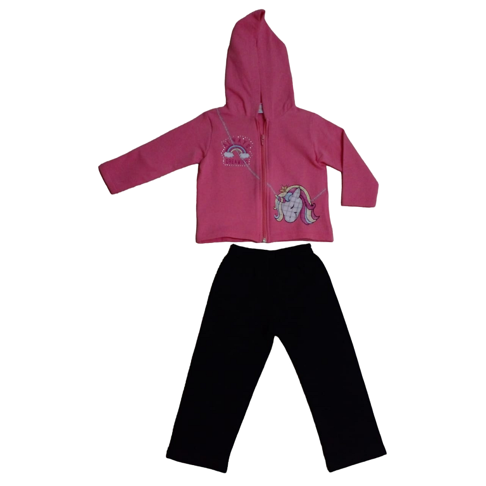 Conjunto Moletom menina tam 1 For Fun (Fakini) aberto Ziper/capuz bebê infantil