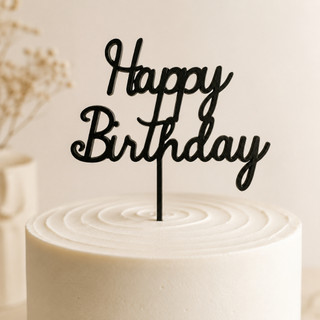 Topo de Bolo Happy Birthday 3D para Aniversário e Festa – Várias Cores