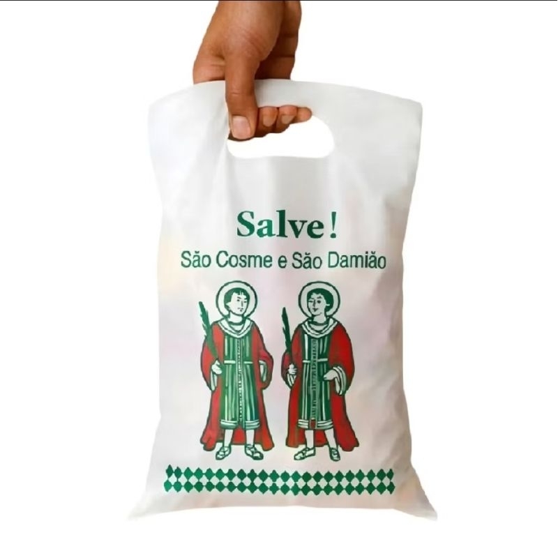 Salve! KIT 10/20/30/40/50 São Cosme e São Damião - Embalagem Branca com Ilustração de Santos