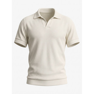 No.19 Camisa Polo Masculina Super Elástica Sem Botão Manga Curta Texturizada Casual Social Confortável
