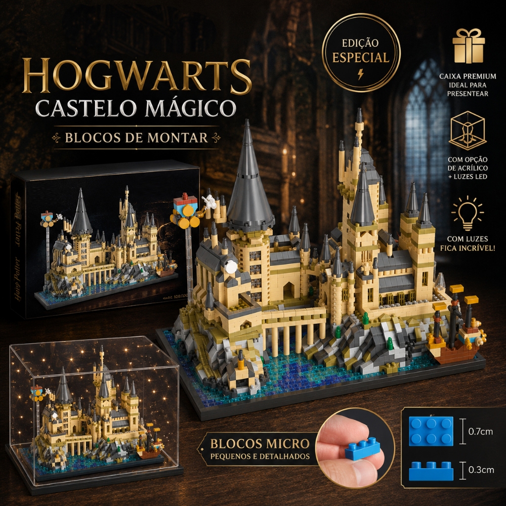 (luz) Harry Potter Hogwarts Castelo Building Blocks Educacional De Brinquedos Para Crianças