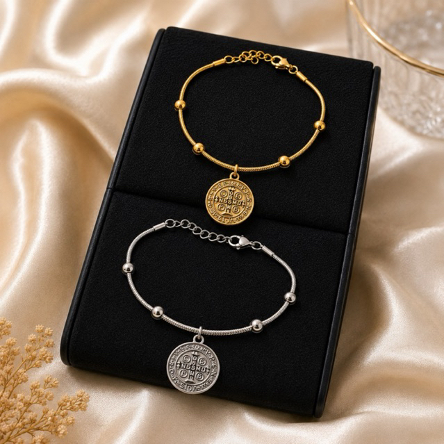 Kit Pulseira Feminina São Bento Aço Inoxidável Prata e Dourada - Não Escurece, Antialérgico, Tamanho Ajustável