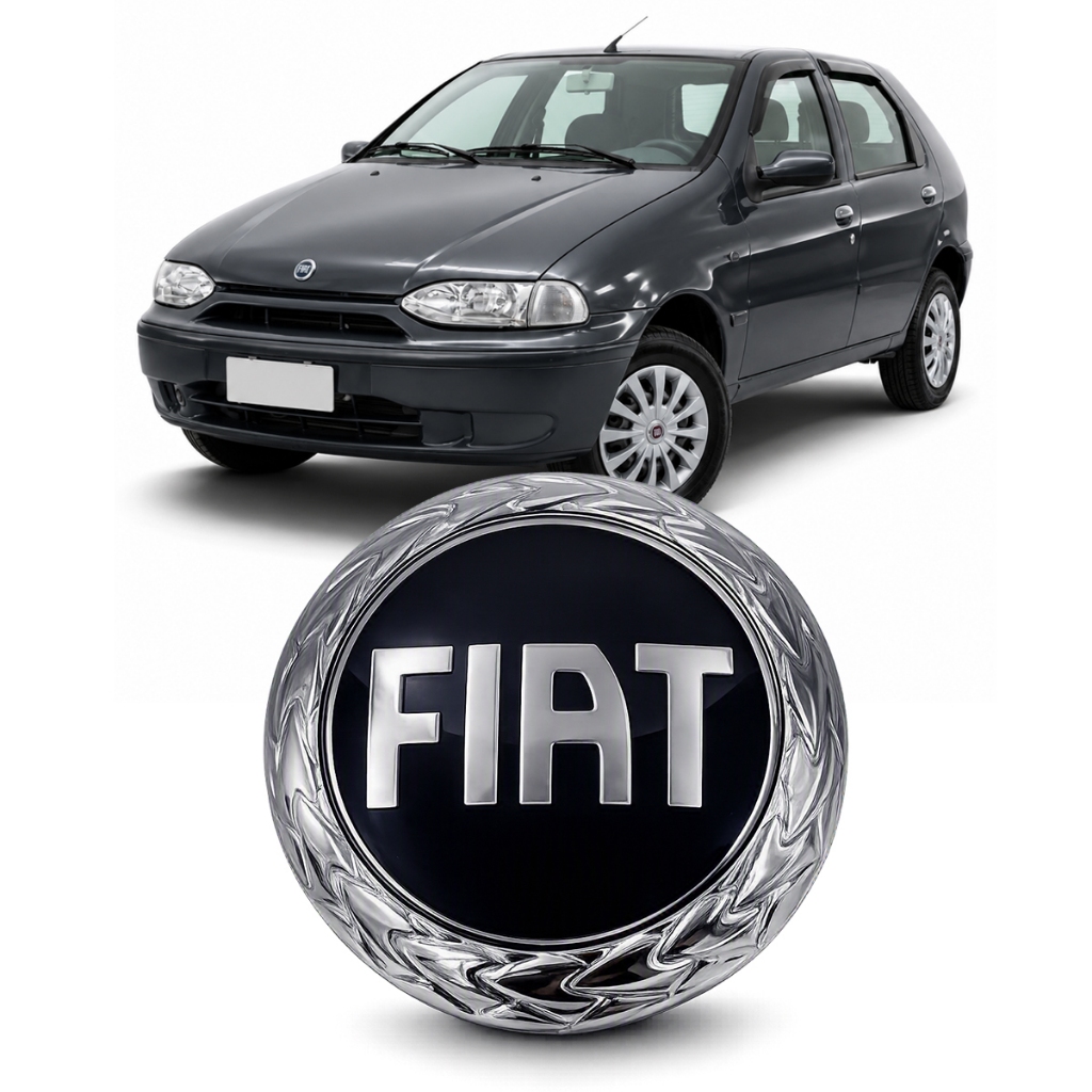 Emblema Fiat Grade Palio G2 Siena G2 Marea 2001 2003 A 2006 Azul Cromado