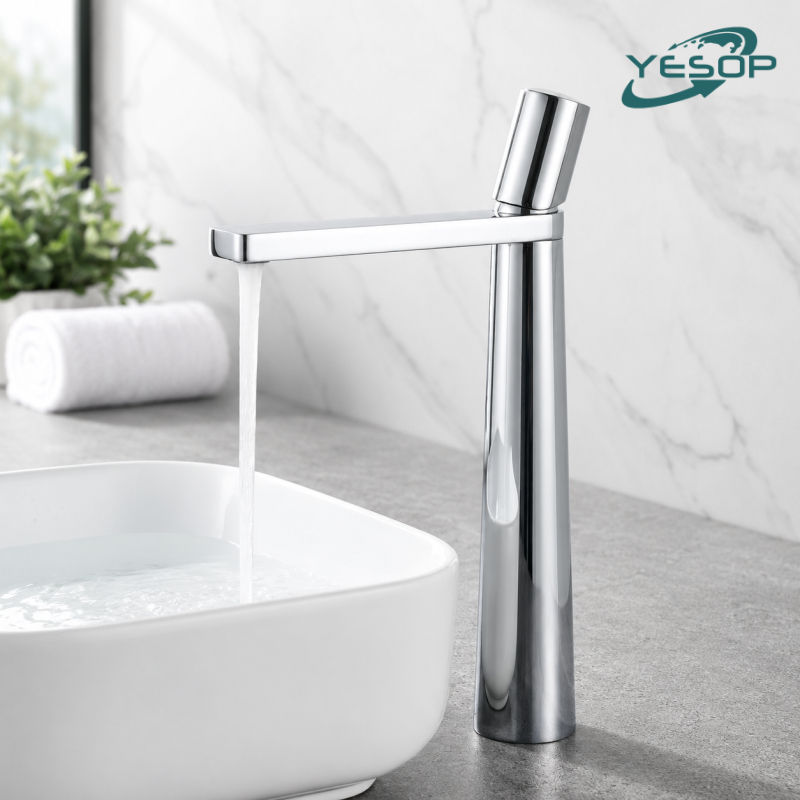 YESOP Torneira Banheiro Bancada Misturador Monocomando Alta 30cm Luxo Cromada In