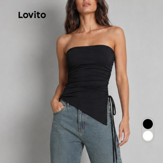 Lovito Top Sem Alças Assimétrico com Ajustador Lateral Basico Feminino TKB68ED053