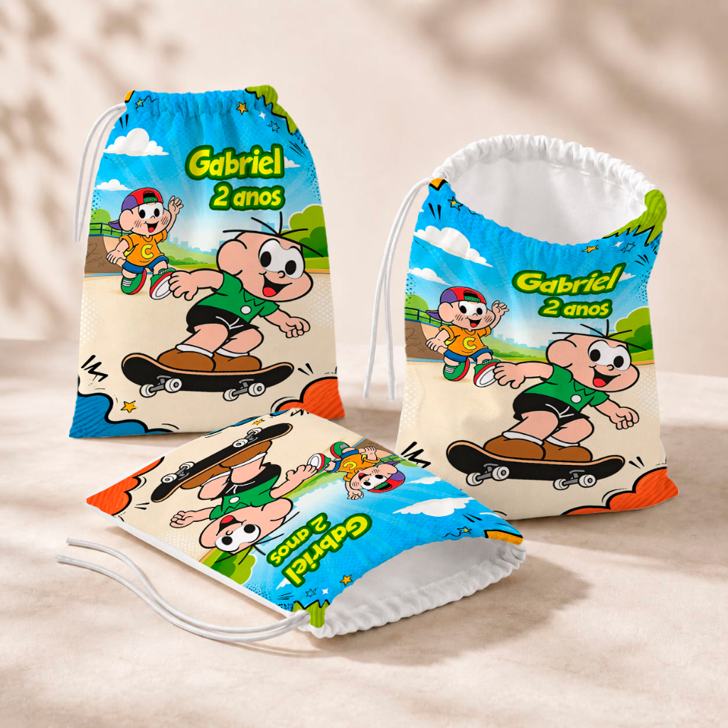 20 Sacolinhas Personalizada Festa Infantil 18x26 Aniversário Lembrancinha Cebolinha Turma da Mônica