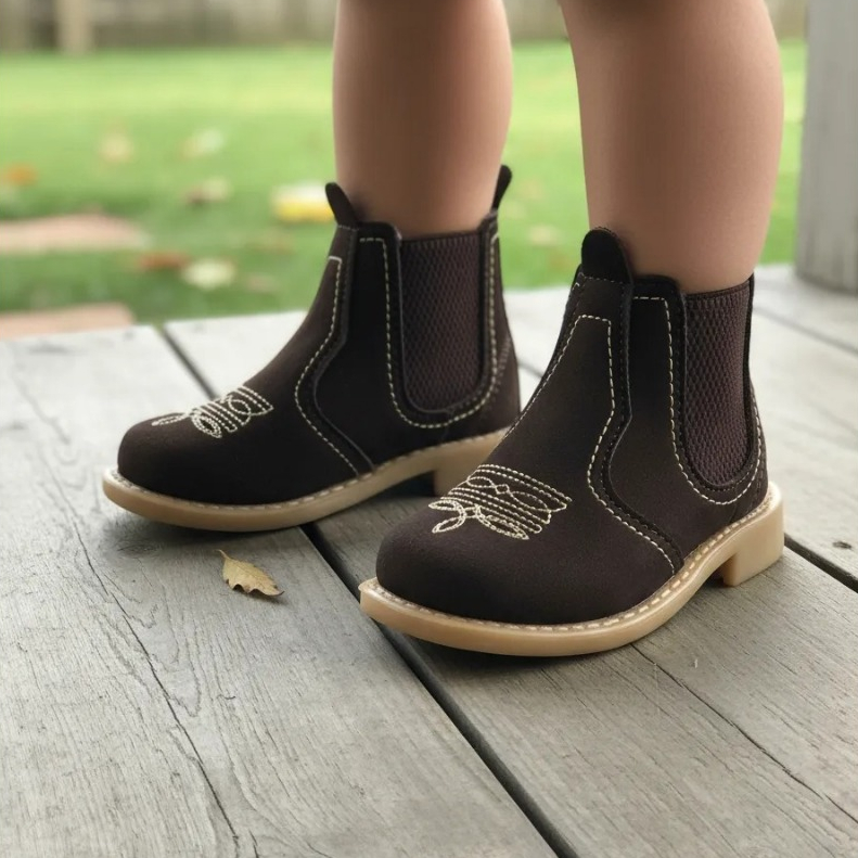 Bota Botina Infantil Bordada Jeca Jequinha Masculina Couro Legitimo Texana Country Bico Quadrado Envio Rapido Menino