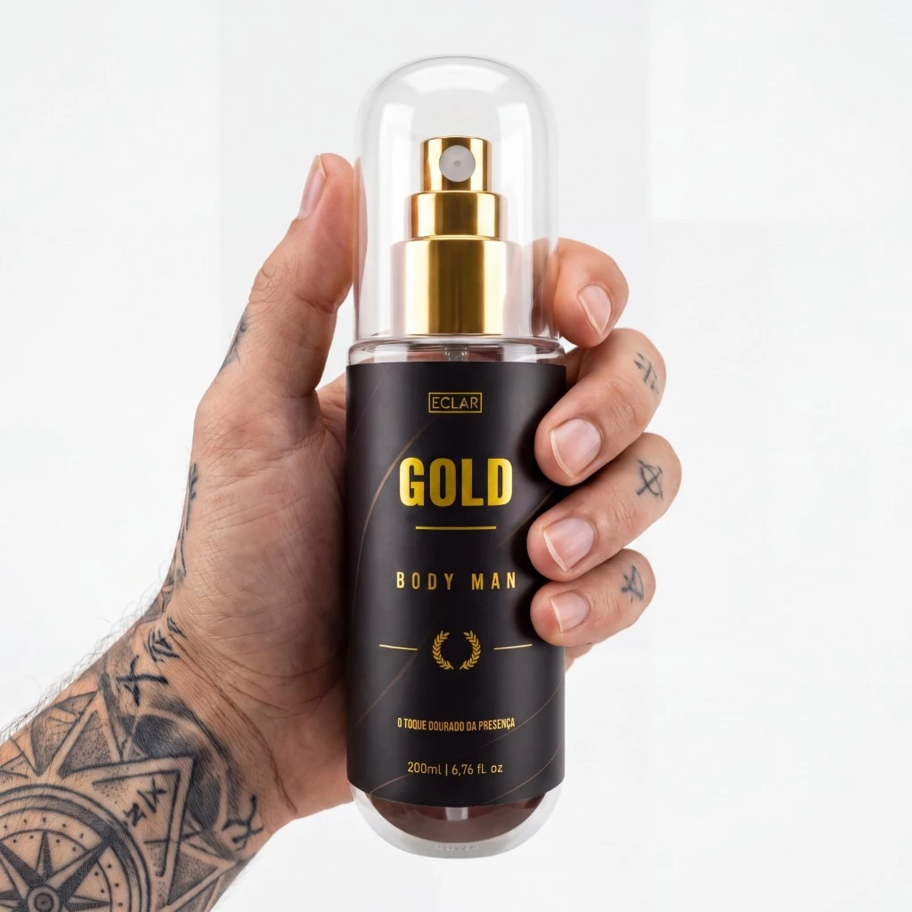 Body Splash Gold Perfume Corporal Masculino 200ml Fragrância Marcante Sedutora Alta Fixação