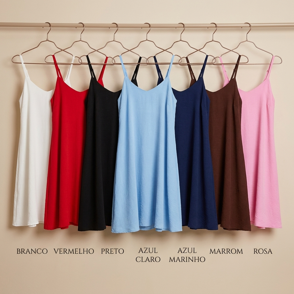 Vestido Feminino Alça Soltinho Curto — Leve, Fresco e Confortável para Dia a Dia, Praia e Verão