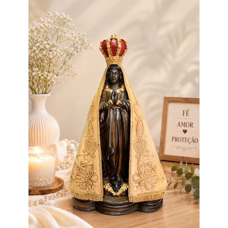 Nossa Senhora 40cm em Gesso | Imagem Religiosa Decorativa | Nossa Senhora Aparecida