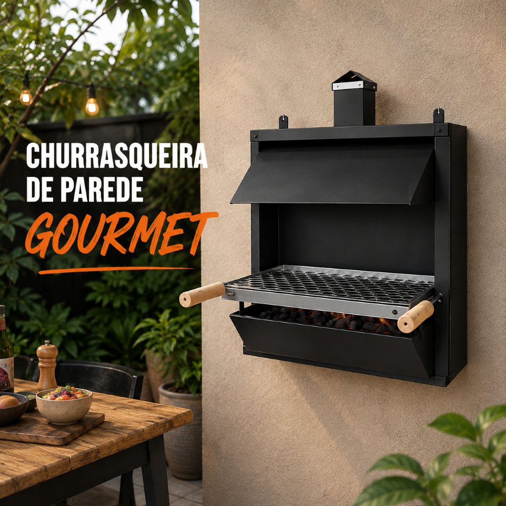 Churrasqueira Suspensa de Parede Premium – Aço Resistente com Grelha Inox -Compacta e  Resistente