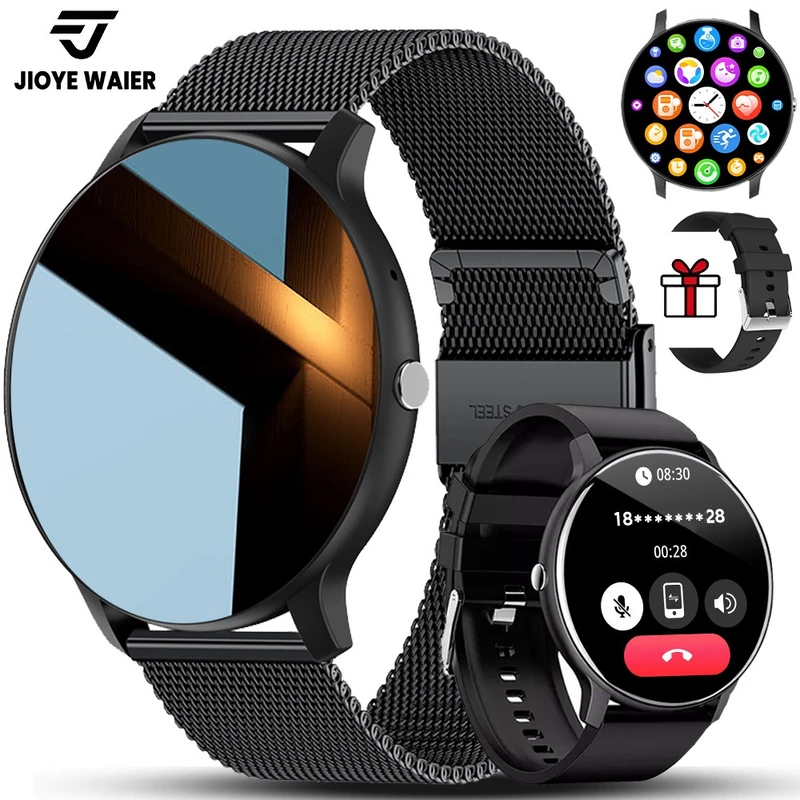 Smartwatch Jioye Redondo com Chamada Bluetooth à Prova d'Água