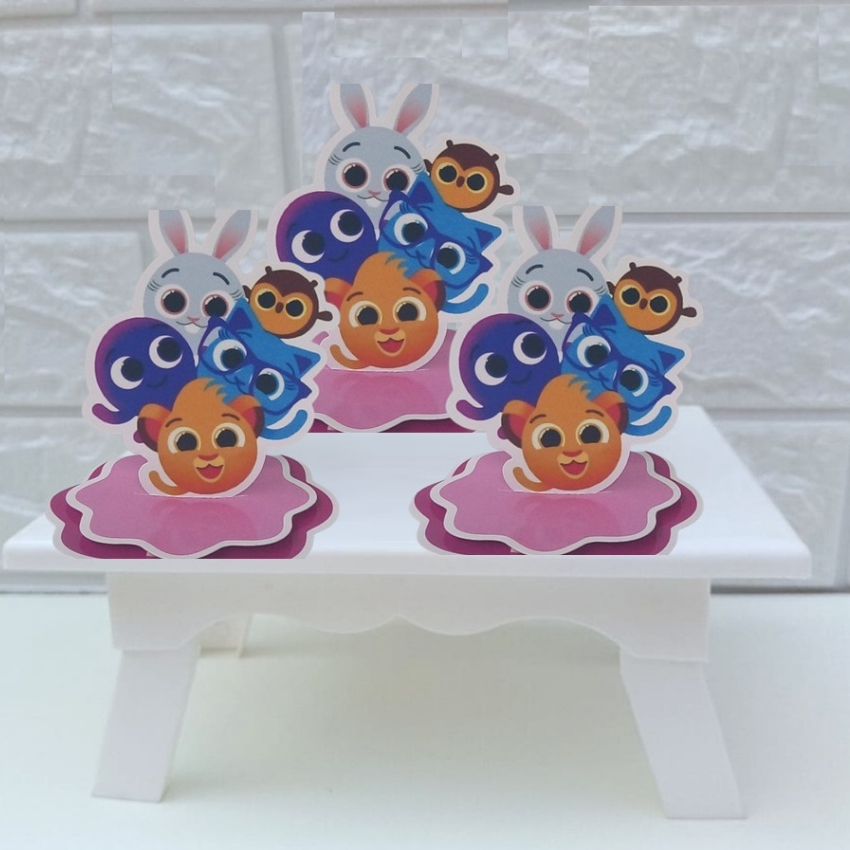 Apliques em Pé 3D Personalizado Bolofofo Rosa Lembrancinhas para Festa Infantil