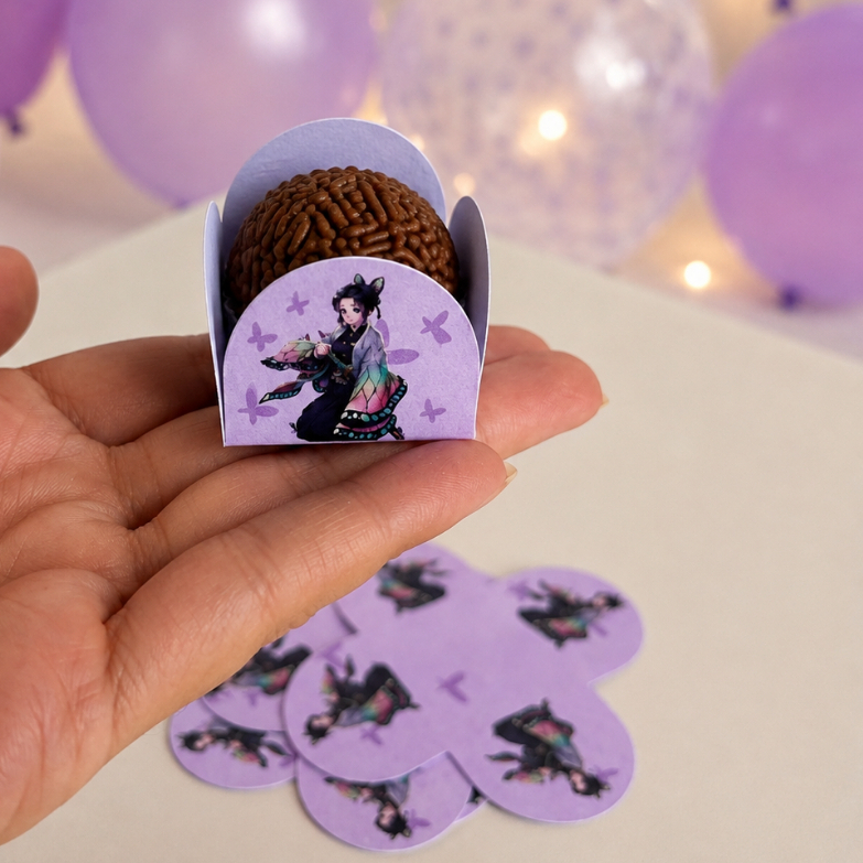 Forminhas para Doces Shinobu | Docinhos | 4 Pétalas | Forminha para Brigadeiro | Festa Infantil  Início da descrição: