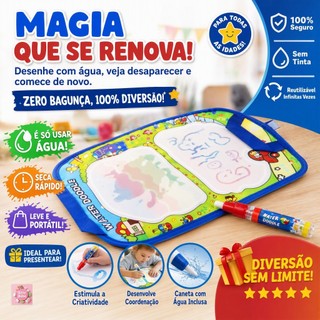 Tapete de Desenho com Água Infantil Educativo Brinquedos Reutilizáveis com Caneta Mágica