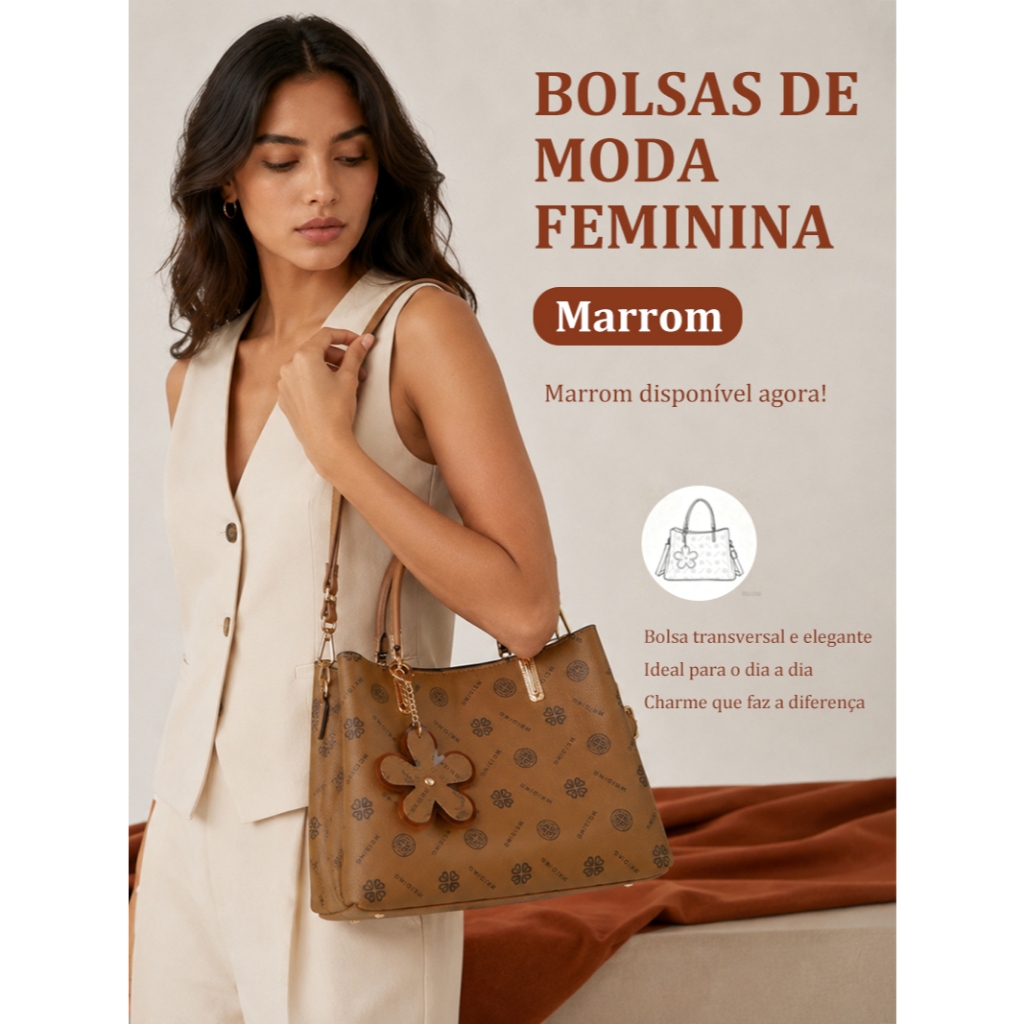 TOMI MITO Bolsa Feminina Tote Grande Estampada com Alça de Ombro Transversal Ajustável e Removível TM9220