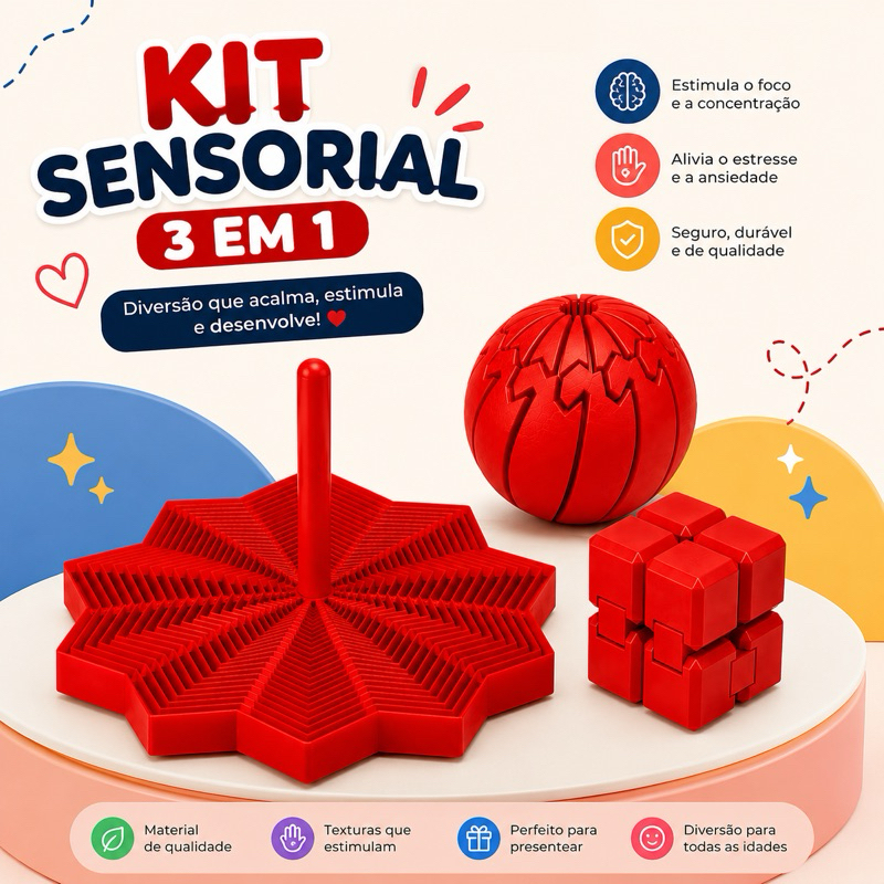 Kit Sensorial 3 em 1 – Diversão, Movimento e Criatividade!