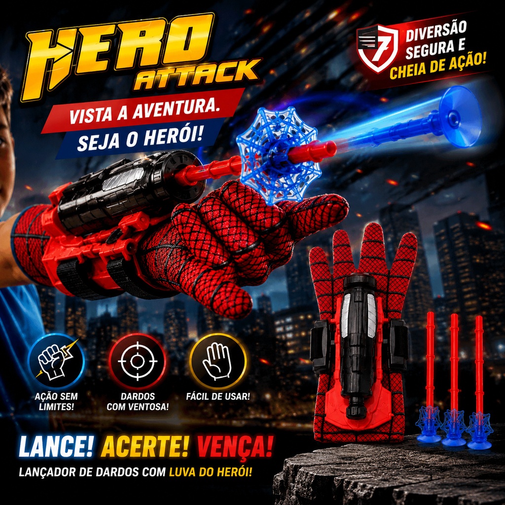 Luvas Homem Aranha Infantil Lançador de Teia Dardo Brinquedo Spider Man