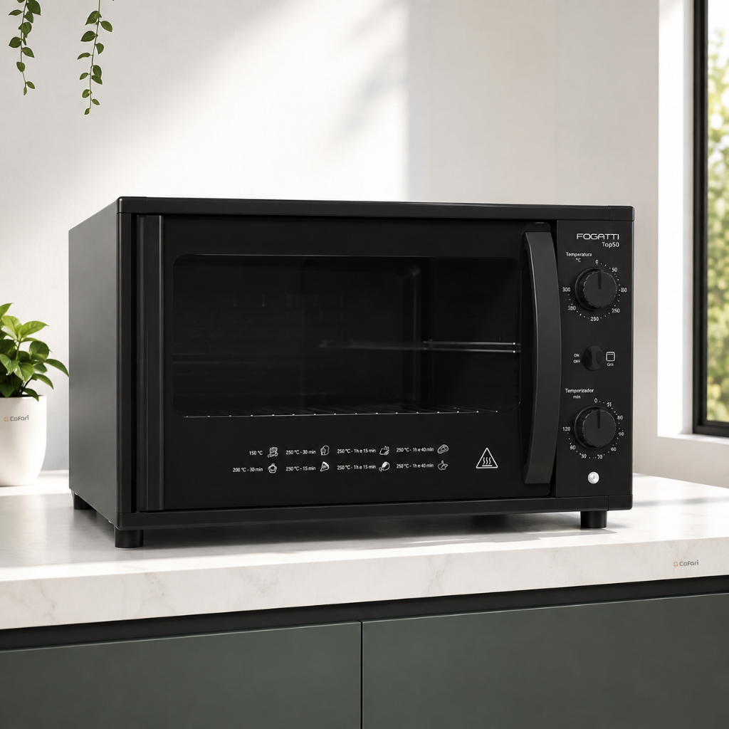 Imagem Forno Elétrico de Bancada 50 Litros Top50 Black com Grill e Luz Interna Fogatti