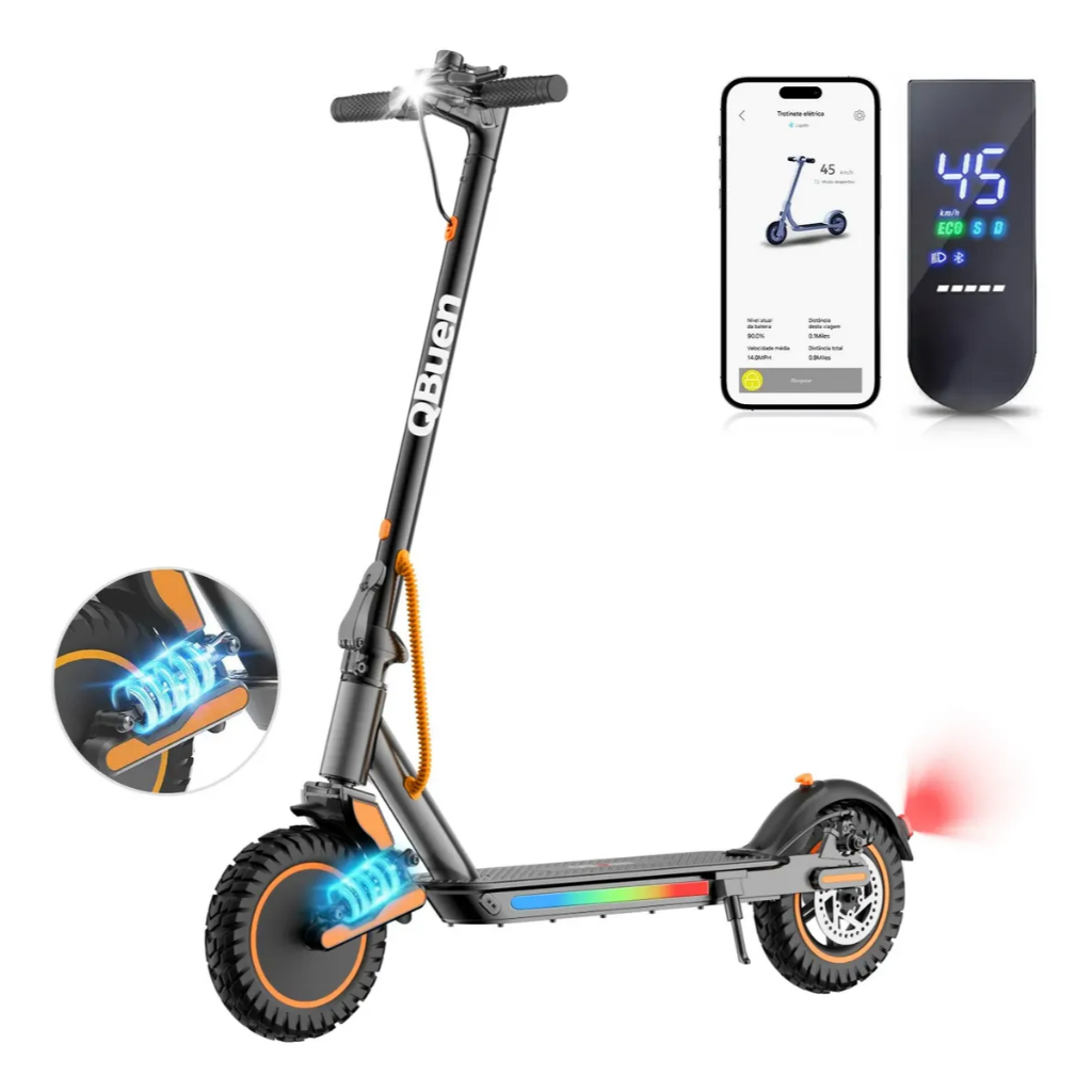 Imagem Patinete Elétrico 500W 45km/h com Seta - 25km Autonomia, Suspensão, Dobrável, 120kg Carga, Freio Duplo