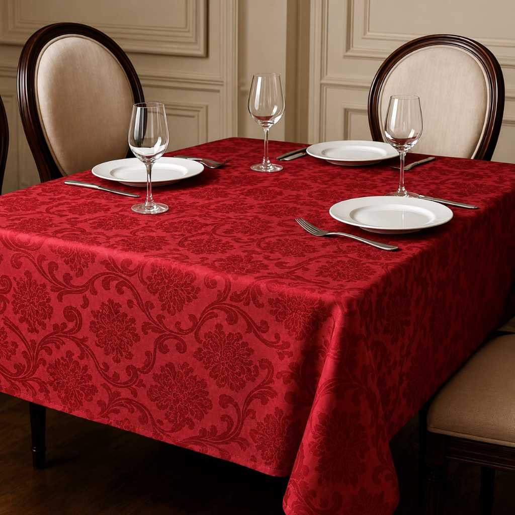 Toalha de Mesa Jacquard Premium Retangular Luxo Elegante Decorativa Mesa Posta 4,6,8 Lugares