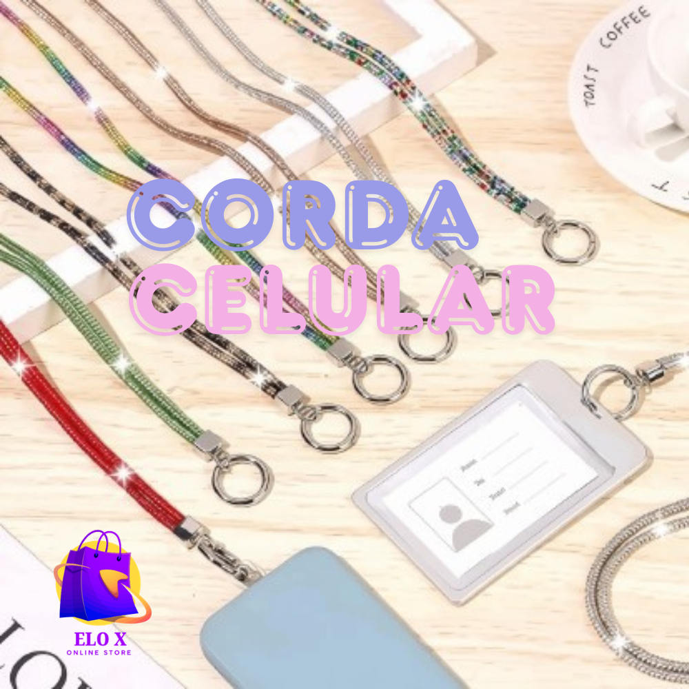 Cordão Alça de Pescoço Para Celular Universal Colorido  Brilhoso  Moderno Penduricalho Shows Eventos