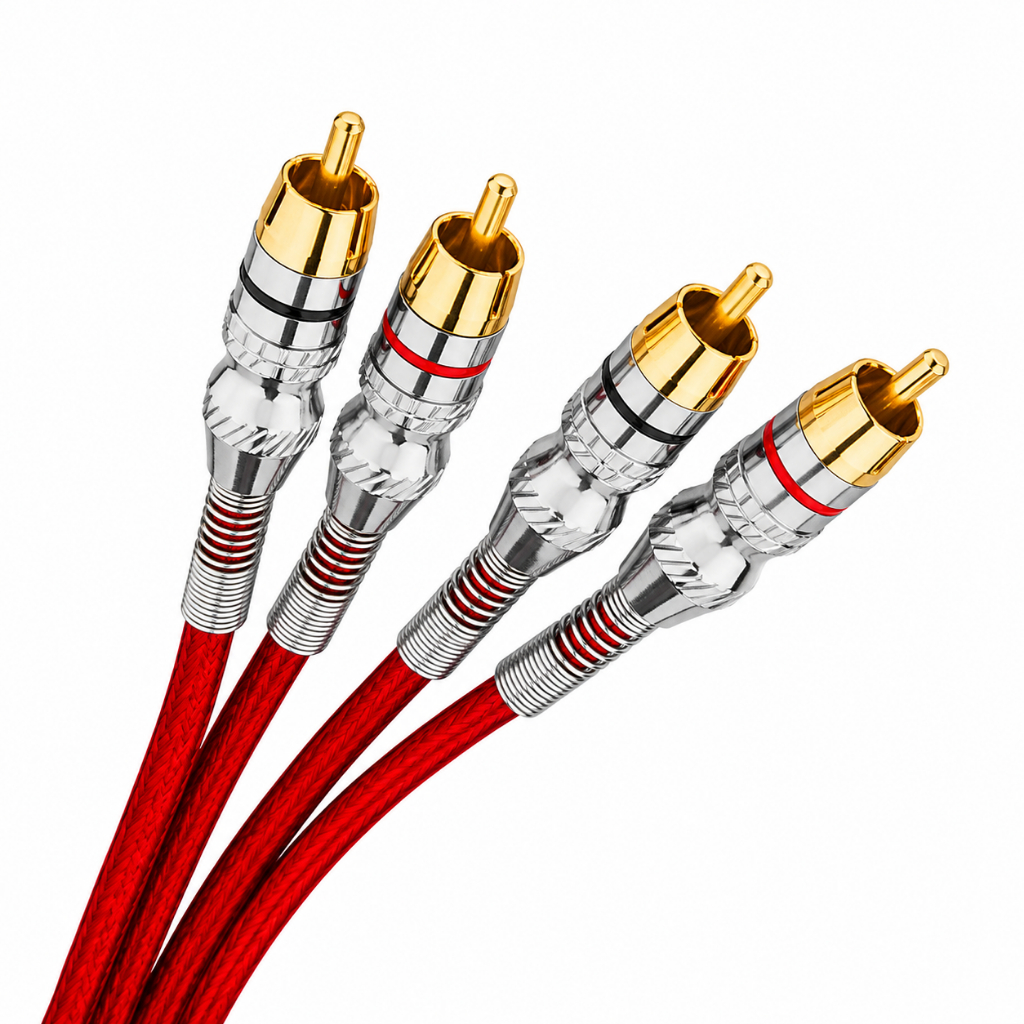 Kit 2 Cabos Rca 1 Metro Blindado Ouro Dupla Blindagem Vermelho — imagem 2 de 2