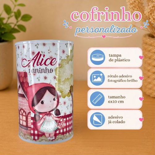 Kit Cofrinhos Personalizados tema Chapeuzinho Vermelho festa aniversário lembrancinha