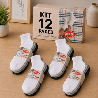 Kit de Meia Cano Médio com Algodão Masculina Feminina Unissex 3/6/12 Pares