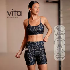 Lovito Vita Bermuda Esportiva Ciclista com Bolso Estampada SSB20162046