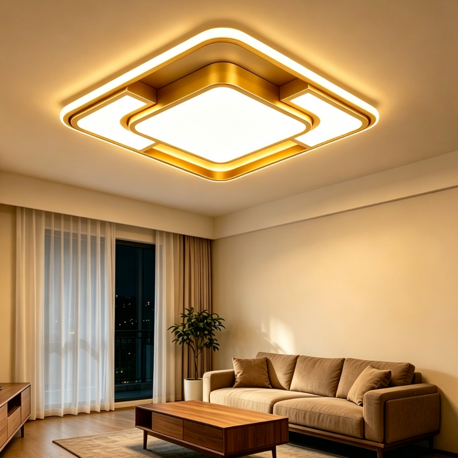 Luminária de Teto LED 3 Cores Luz, Estrutura em Metal, Controle Remoto Multifuncional, Ideal para Quarto, Sala e Cozinha