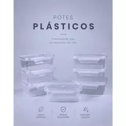 Kit 12 Marmitas Potes 800ml com Travas Laterais BPA FREE - Alimentos organizadores de congelador PLASTICOS