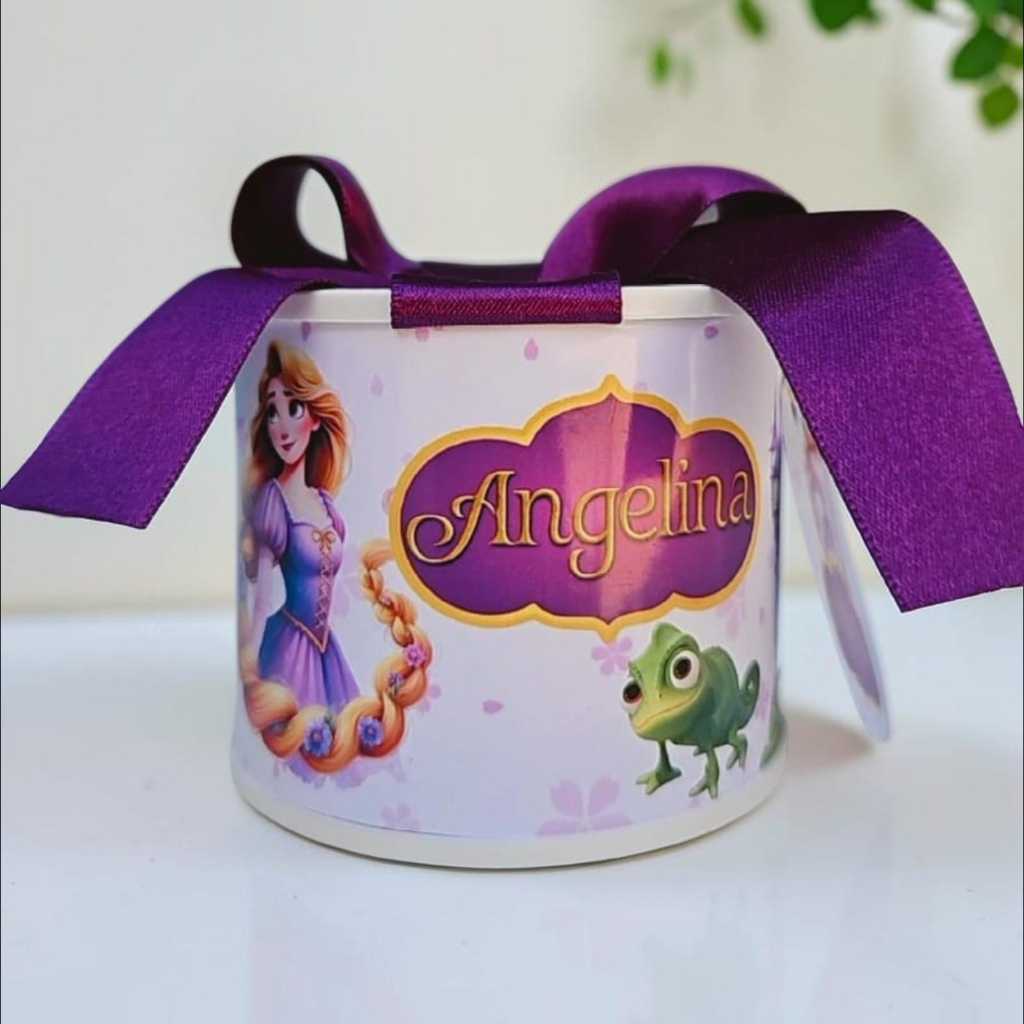 Kit Tubolatas personalizadas 5x6 ENROLADOS - RAPUNZEL com TAG - Lembrancinha de maternidade / Chá de bebê / Aniversário