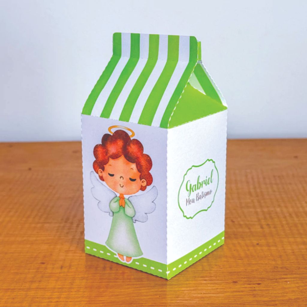 Caixinha Milk BATIZADO VERDE personalizada  - lembrancinha de festa 10/20/30/40 unidades