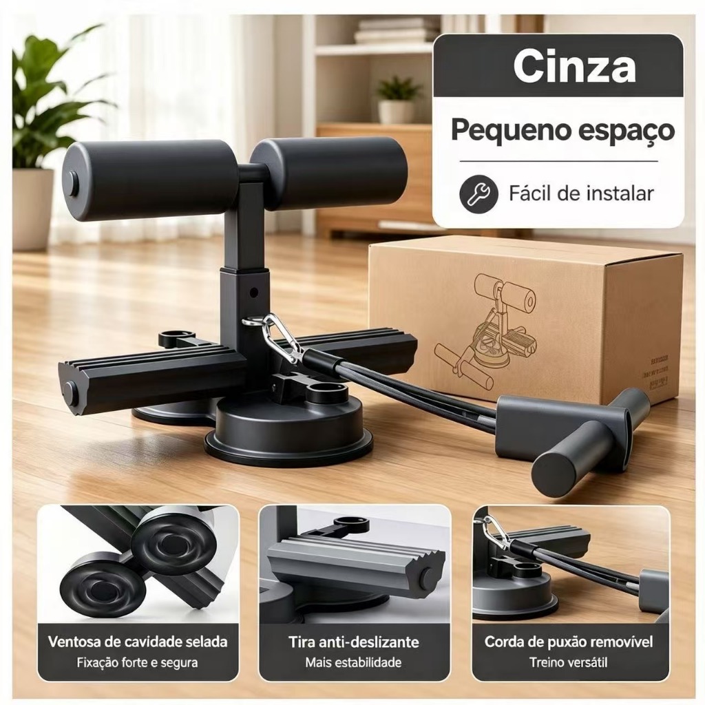 Abdominal Portátil Com Ventosas Fortes 3 Ajustes | Exercício Abdominal Resistente, Treino Casa Academia, Protege Barriga