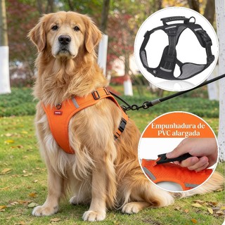 Peitoral Coleira Super Reforçada Refletiva C/ Regulagem Cachorro Grande e Médio Porte Passeio Pet
