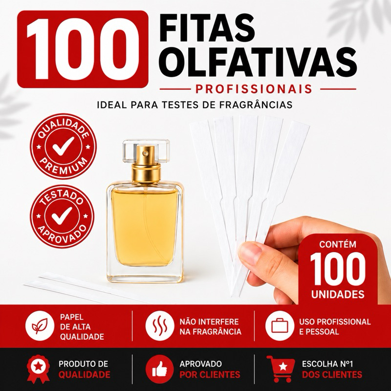 100 Fitas Olfativas Profissionais | Papel 200g | Perfumes | Teste Olfativo | Perfumeiras e Perfumistas