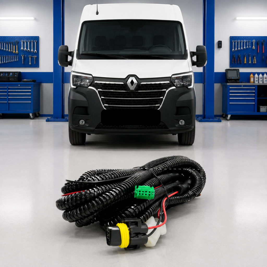 Chicote Completo Farol de Milha Renault Master 2022 a 2025 Conector 5 Pinos Verde