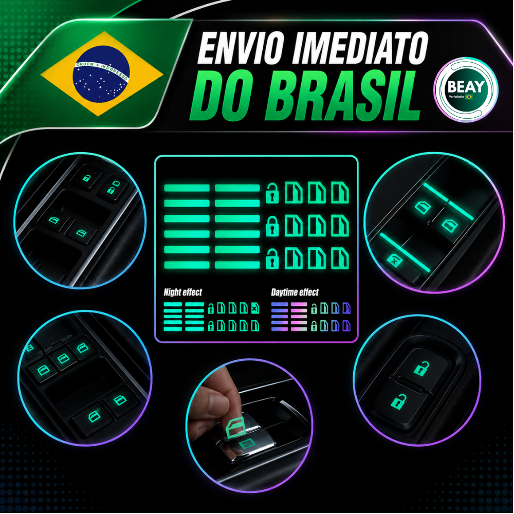 Adesivos De Botao Luminoso Para Carro Decalques De Janela Noturnos Brilhante Fluorescente Interruptor De Elevação
