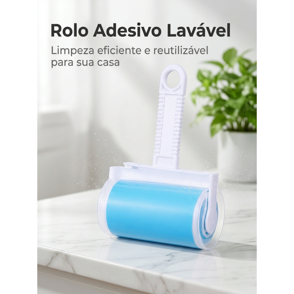 KIT Rolo Adesivo Tira Pelos Lavável Reutilizável para Roupas Sofá Pet Removedor de Pelos