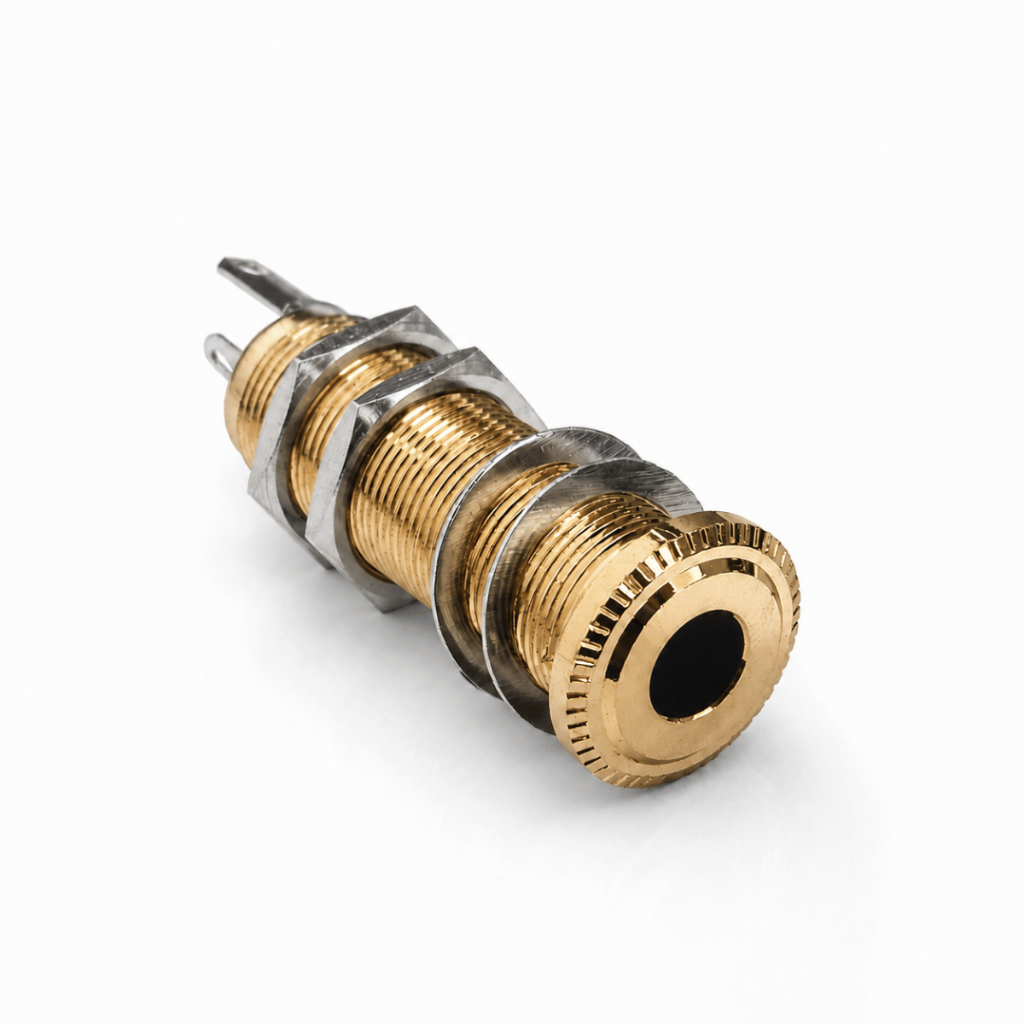 Jack P10 Stereo Cilindrico Guitarra Baixo Dourado 3 Terminais