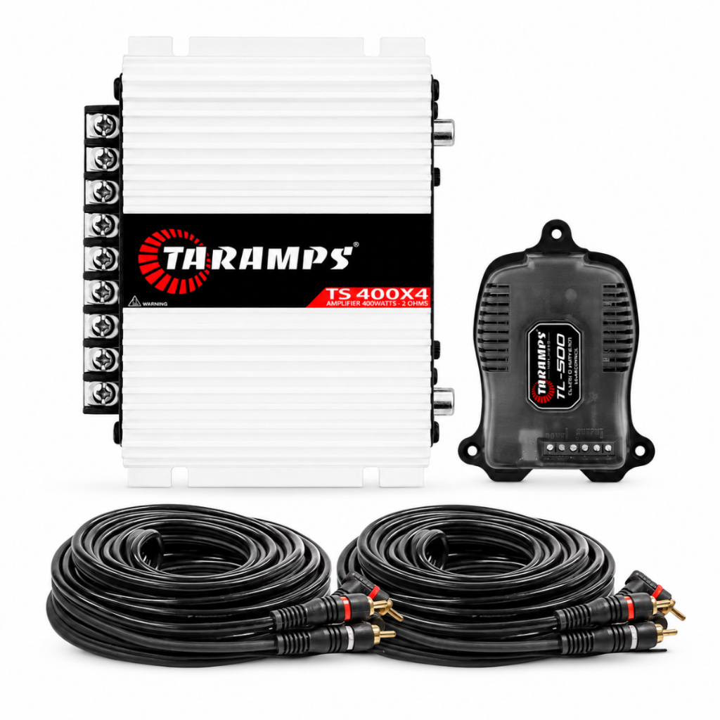 Kit Amplificadores Taramps Tl500 Ts400 2 Ohms + 2 Cabos Rca 5m Ouro