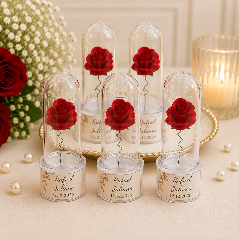70 Lembrancinhas Casamento e Aniversário | Rosa Vermelha Personalizada