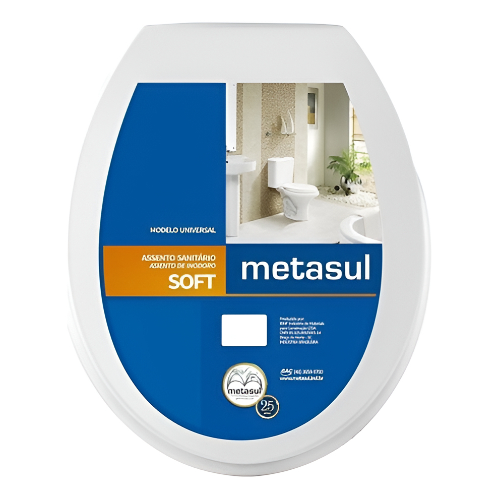 Assento Sanitário Tampa Oval Redondo Universal Soft Metasul Branco | ENVIO RÁPIDO