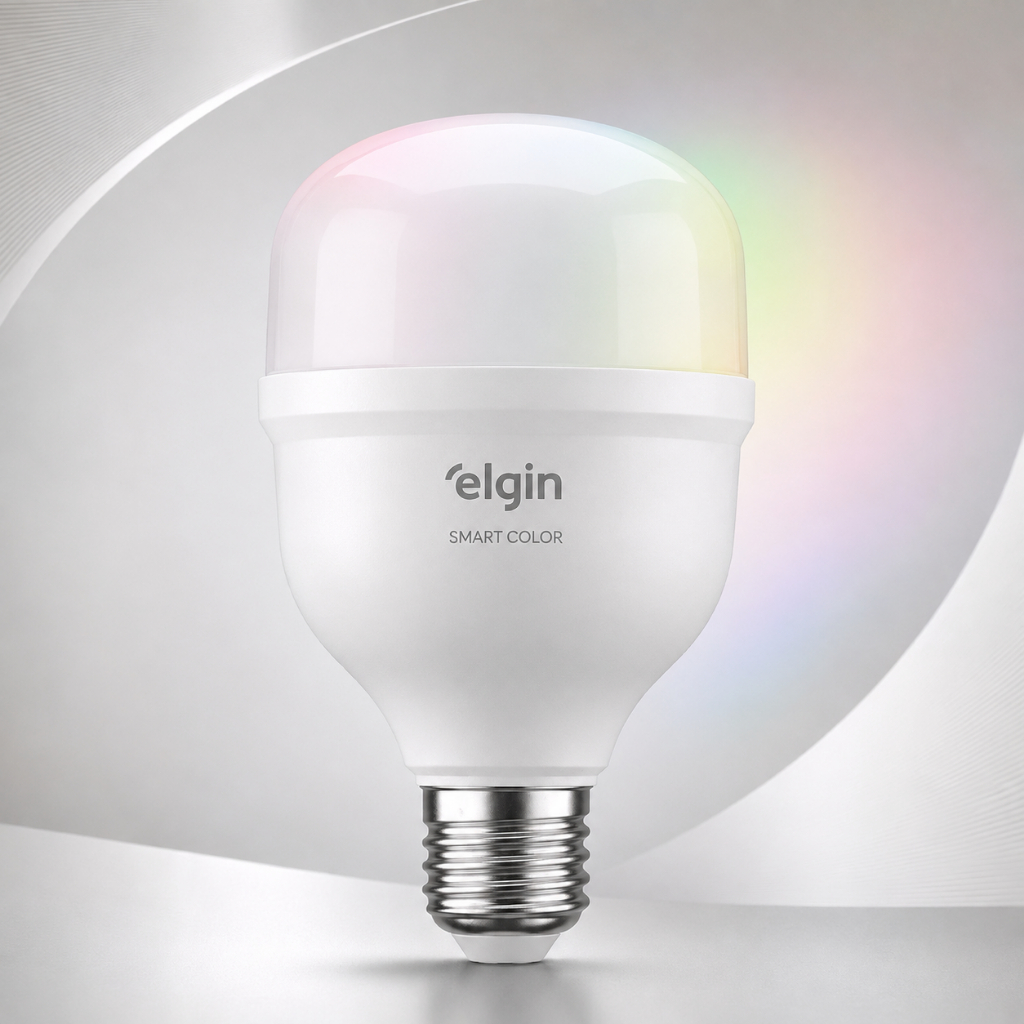 Lâmpada LED Inteligente Potente de 30W WiFi E27 Bivolt Alexa Google Controle pelo Celular Elgin